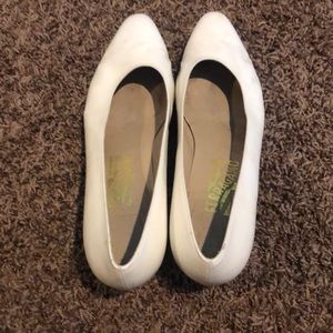 White Ferragamo Pumps